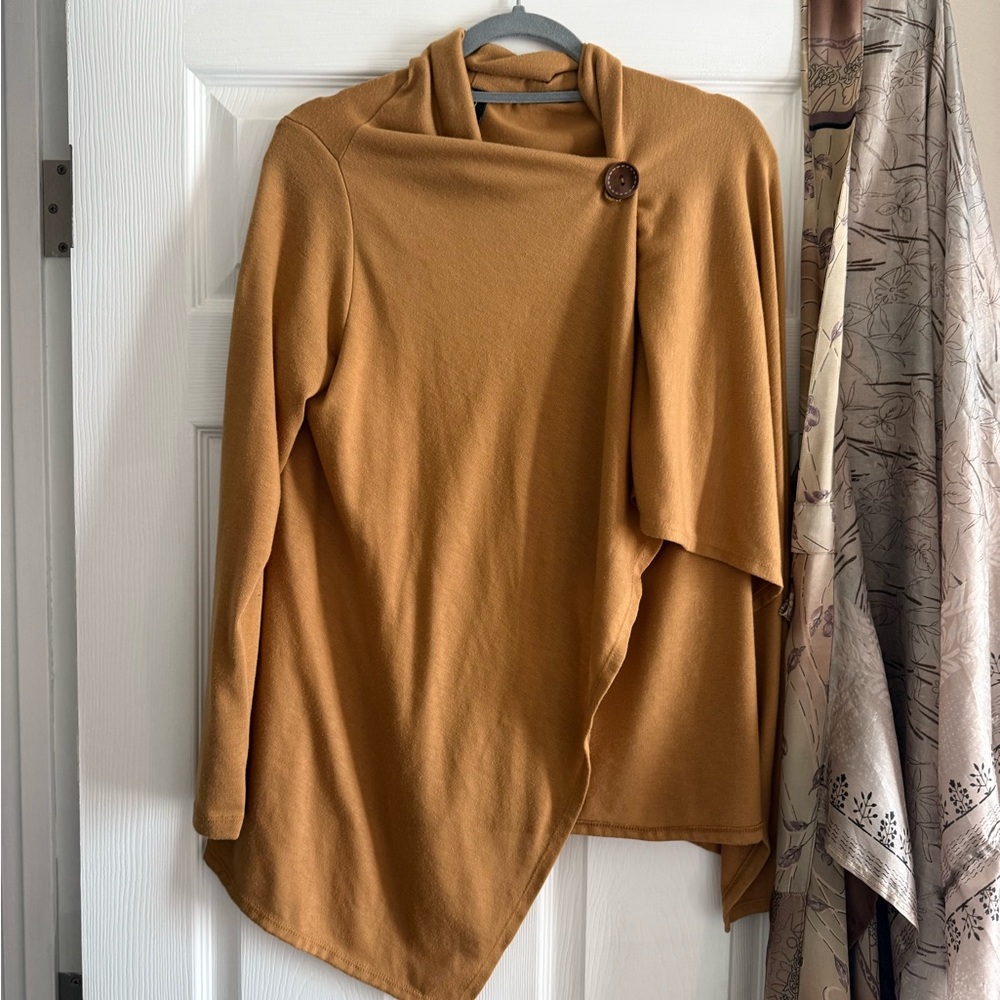 Bobeau Camel Asymmetrical Cowl Sweater